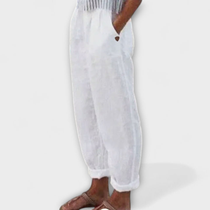 Clara - Kalhoty s měkkým pasem a bočními kapsami