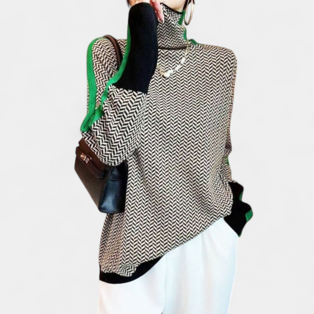 Eleanor – Elegantní rolákový svetr s moderním vzorem