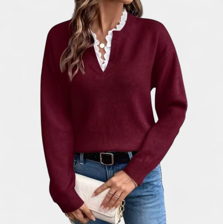 Anne – Elegantní halenka s krajkovým lemem