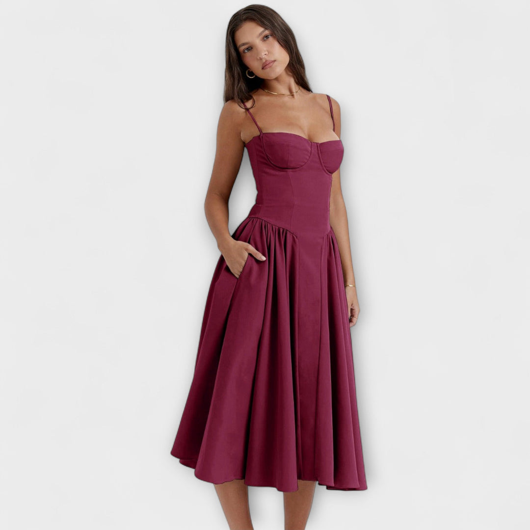 Rosalie - Elegantní bezrukávový korzetový šaty