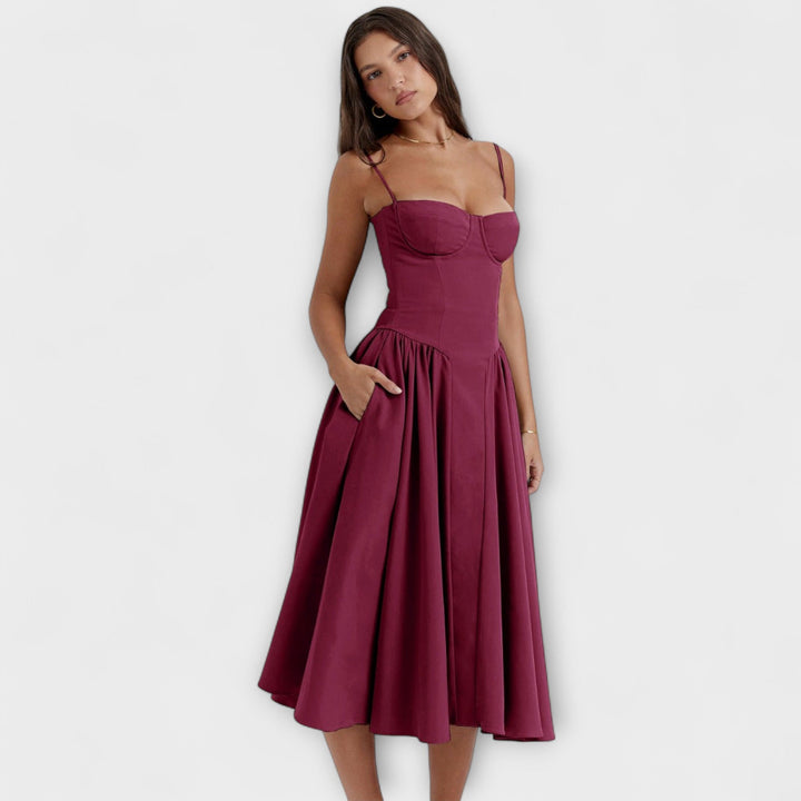 Rosalie - Elegantní bezrukávový korzetový šaty